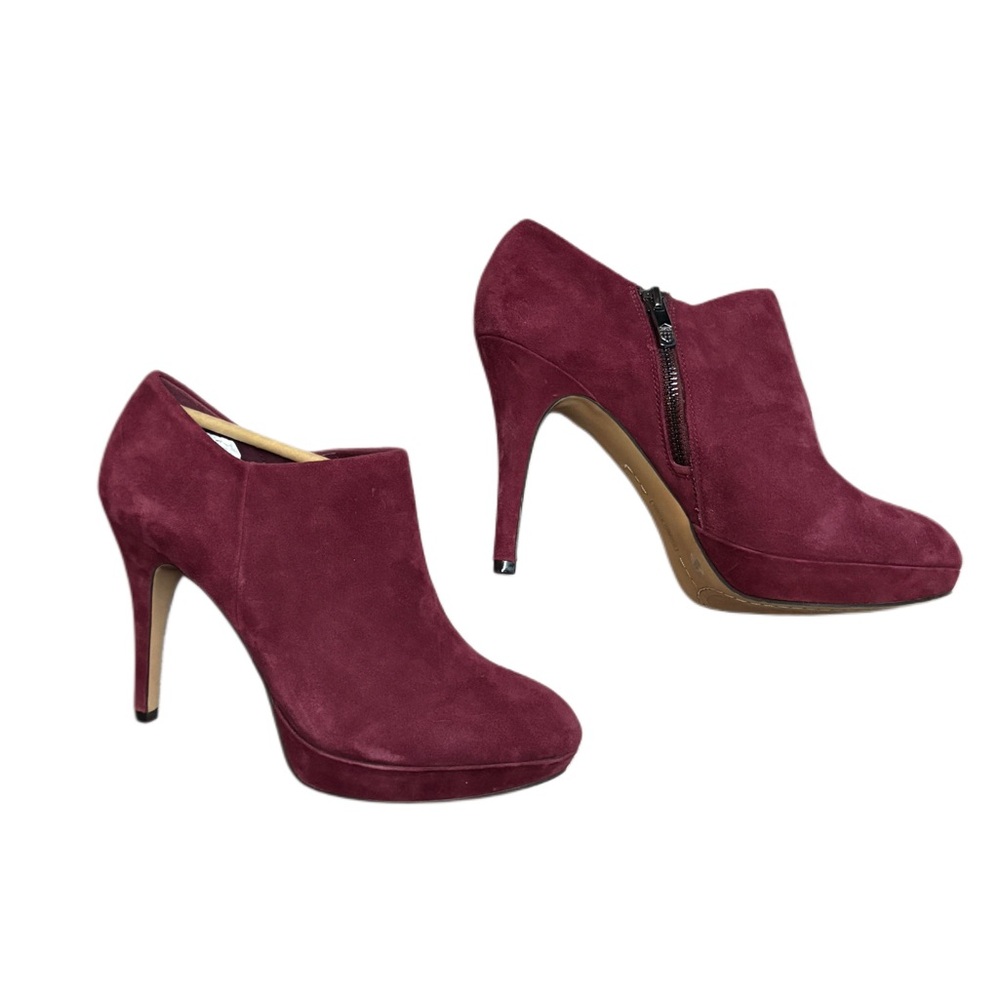 Vince Camuto Burgundy Leather Suede Booties